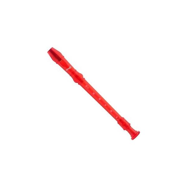 Flûte à bec soprano, doigté baroque, corps rouge translucide