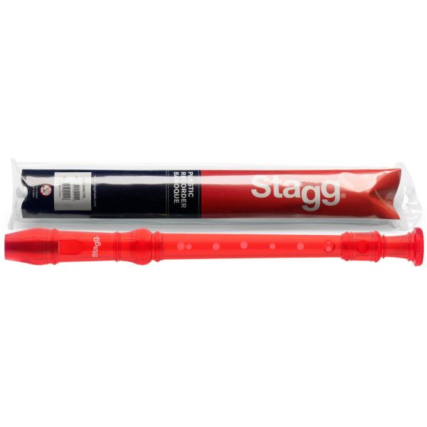 Flûte à bec soprano, doigté baroque, corps rouge translucide