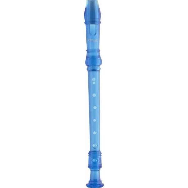 Flûte à bec soprano, doigté baroque, corps Bleu translucide