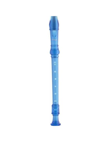 Flûte à bec soprano, doigté baroque, corps Bleu translucide