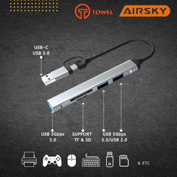 AirSky HC-77A - محول Type-C 5 في 1 مع...