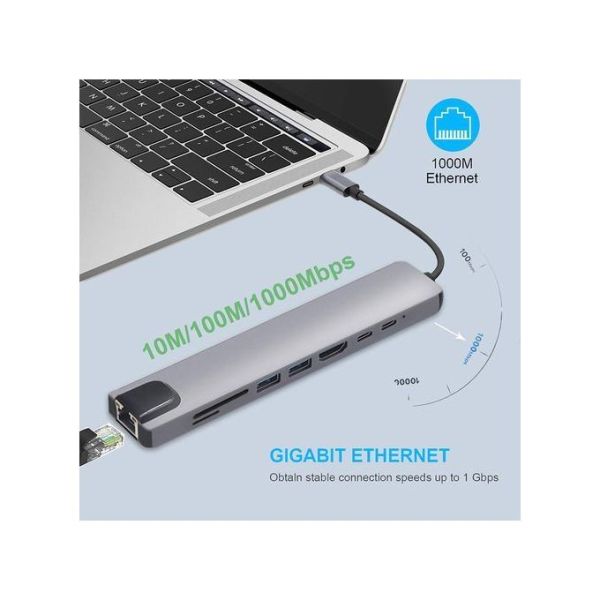 Adaptateur 8en1 Type C - USB-C TO HD...