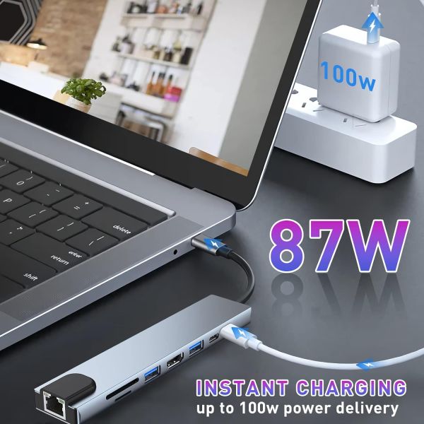 Adaptateur 8en1 Type C - USB-C TO HD...