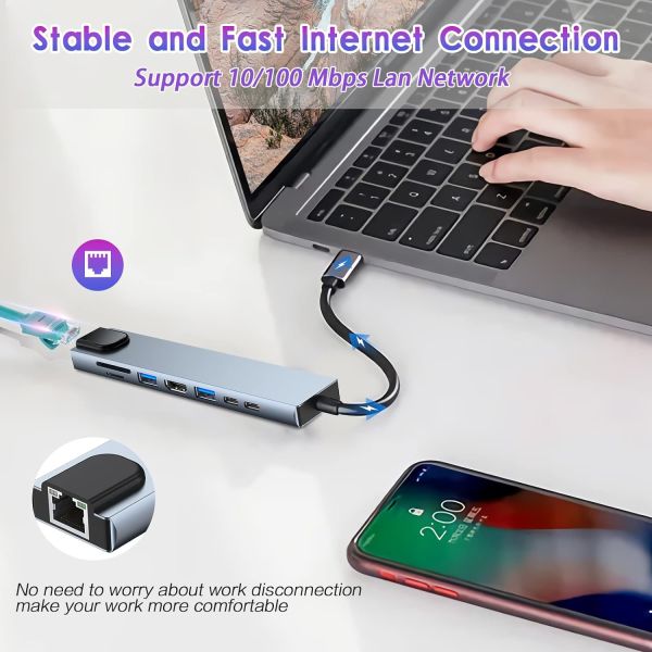 8-in-1 Type C Adapter - USB-C to HD...