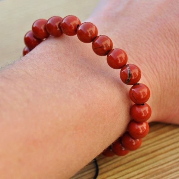 Bracelet en pierre énergétique jaspe rouge d'Afrique