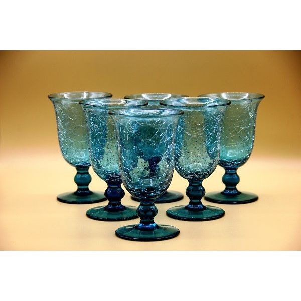 Verres à pieds TP en verre soufflé craquelé