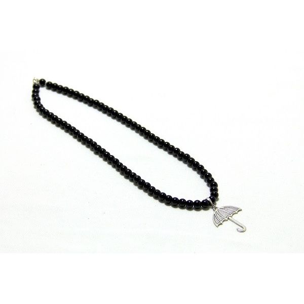 Collier homme en pierre énergétique Jaspe noir parapluie