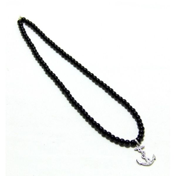 Collier homme en pierre énergétique Jaspe noir