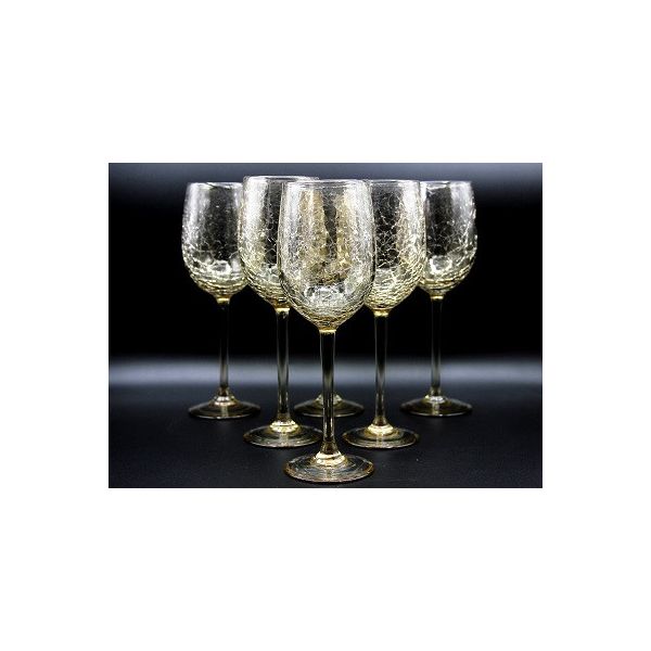 Verres à pieds en verre soufflé craquelé