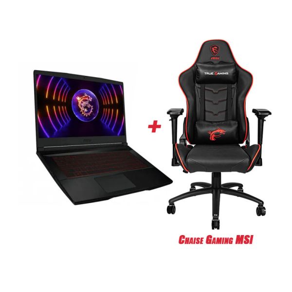 PC PORTABLE GAMER MSI GF63 12UDX-214XFR I5 12È GÉN 8go 512go SSD RTX 3050 + CHAISE GAMING MSI